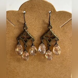 NWT Bronze and Crystal Drop Earrings